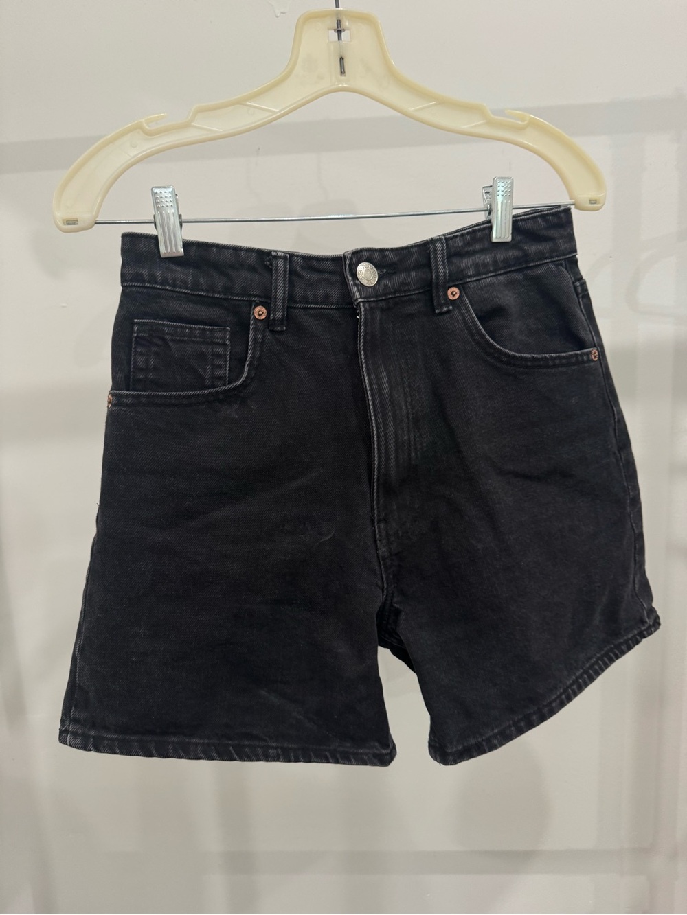 Zara Black High-Waist Denim Shorts